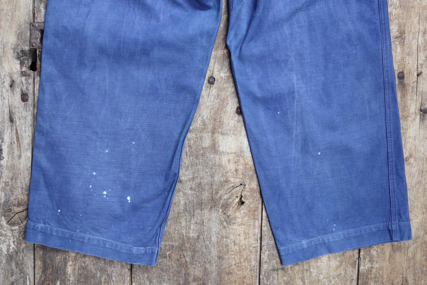 Vintage French workwear trousers - 1950s chore pants - blue cotton twill - 31” x 25”