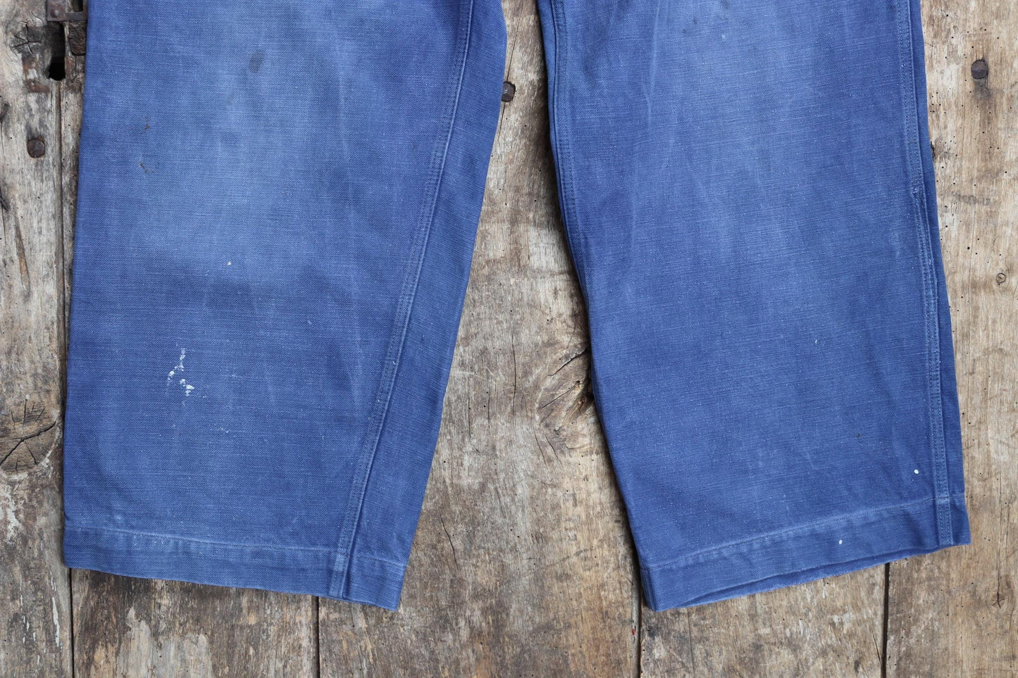 Vintage French workwear trousers - 1950s chore pants - blue cotton twill - 31” x 25”