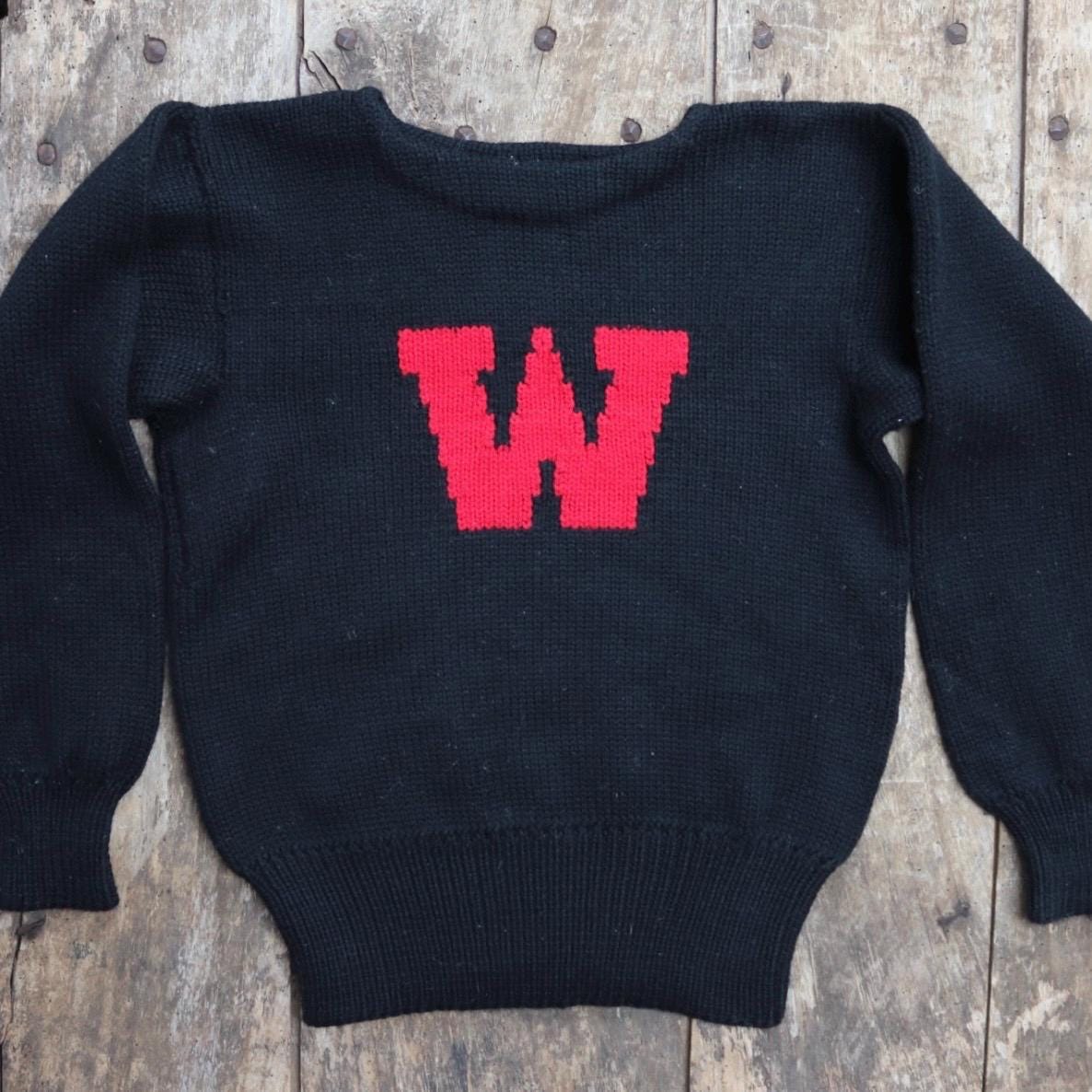 Vintage varsity sweater - knitted wool jumper - preppy style - 1960s knitwear - 36” chest