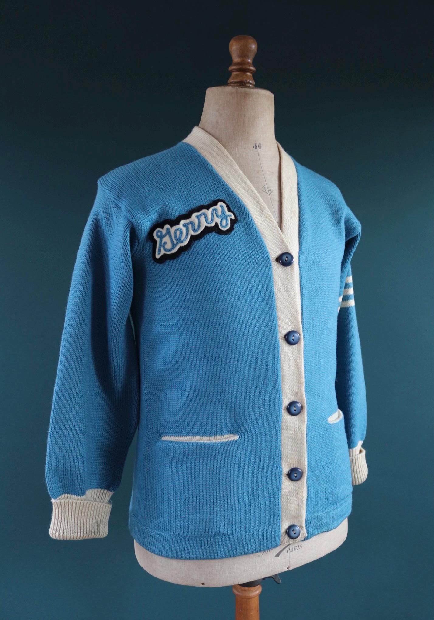 Vintage wool cardigan - varsity sweater - Ivy style - 1960s knitwear - 38” chest