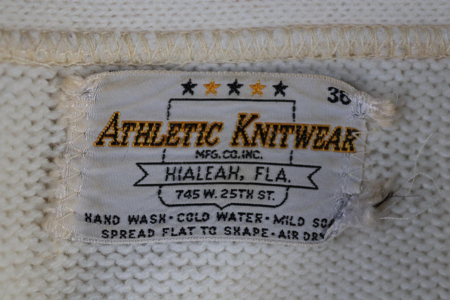 Vintage 1960s acrylic varsity sweater - Ivy League style - white cardigan - knitwear - 38” chest