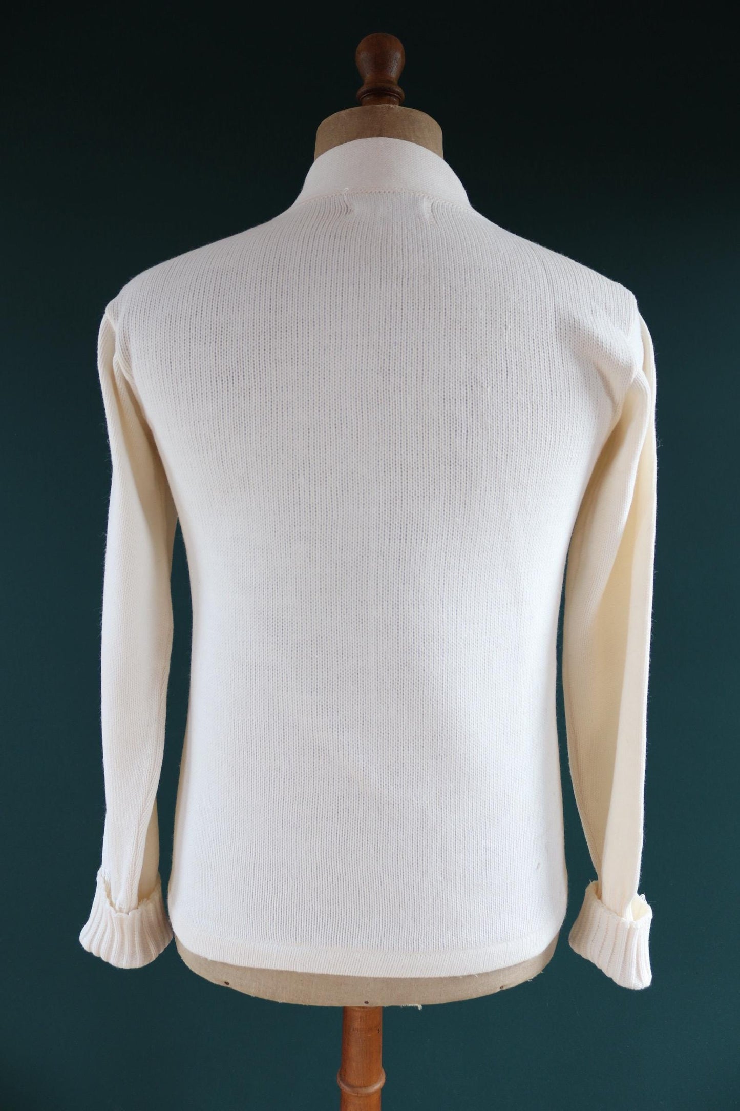 Vintage 1960s acrylic varsity sweater - Ivy League style - white cardigan - knitwear - 38” chest