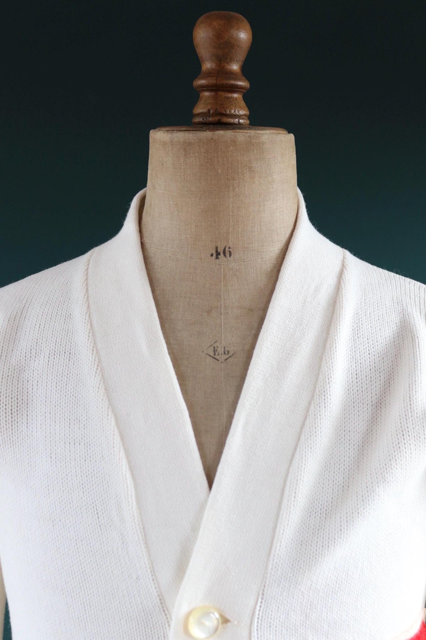 Vintage 1960s acrylic varsity sweater - Ivy League style - white cardigan - knitwear - 38” chest