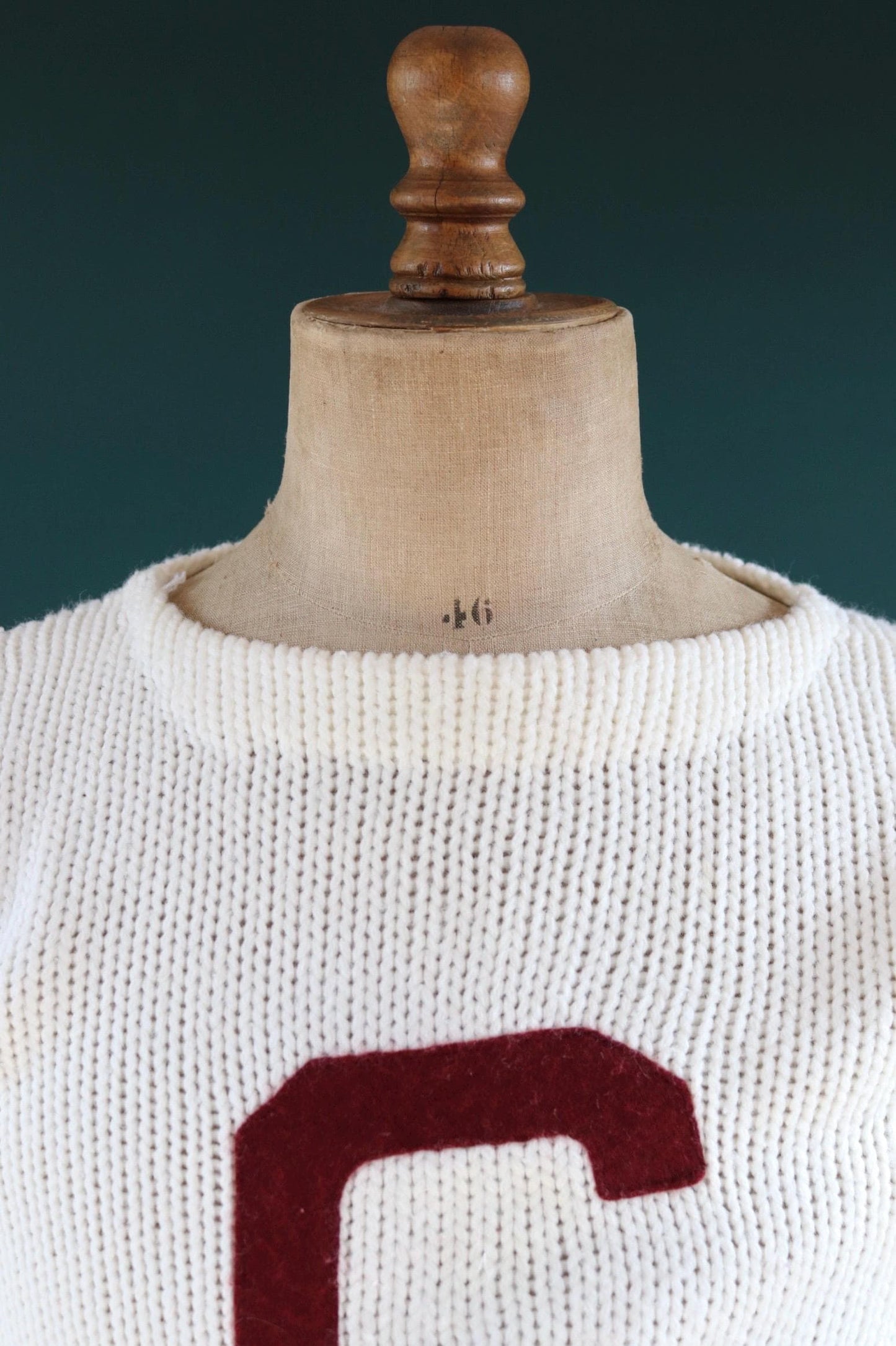 Vintage 1960s varsity sweater - white knitted jumper - Ivy League style - 38” chest