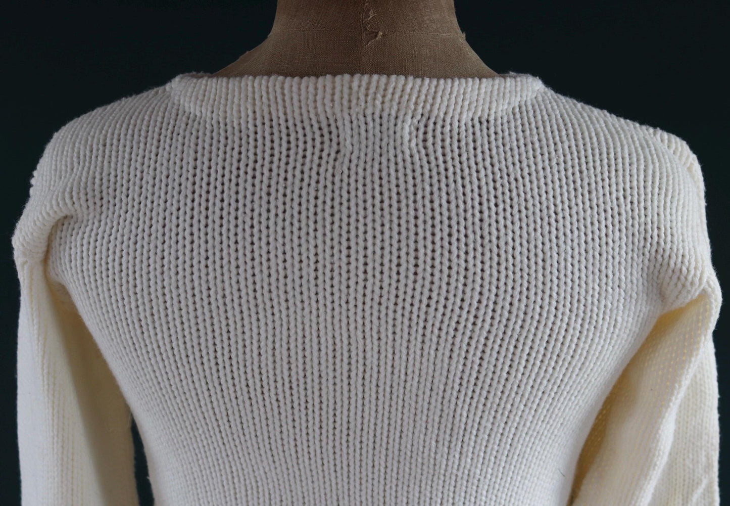 Vintage 1960s varsity sweater - white knitted jumper - Ivy League style - 38” chest