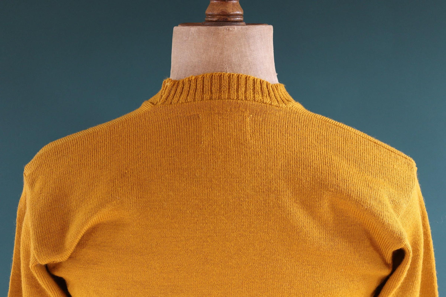 Vintage 1960s mustard wool sweater - gold varsity knit - Ivy League style - chenille patch - 40” chest