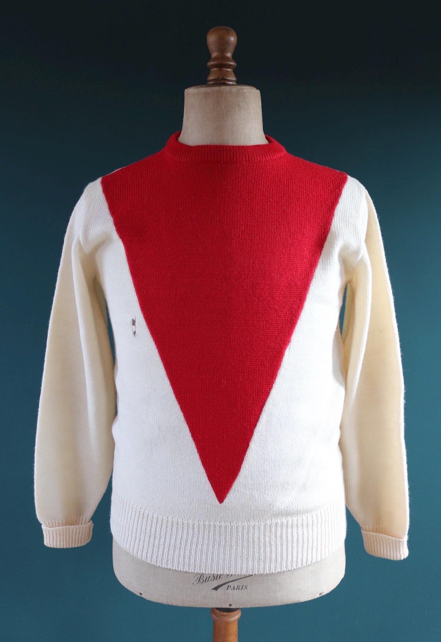 Vintage 1960s college jumper - knitted wool sweater - varsity knitwear - 38” chest