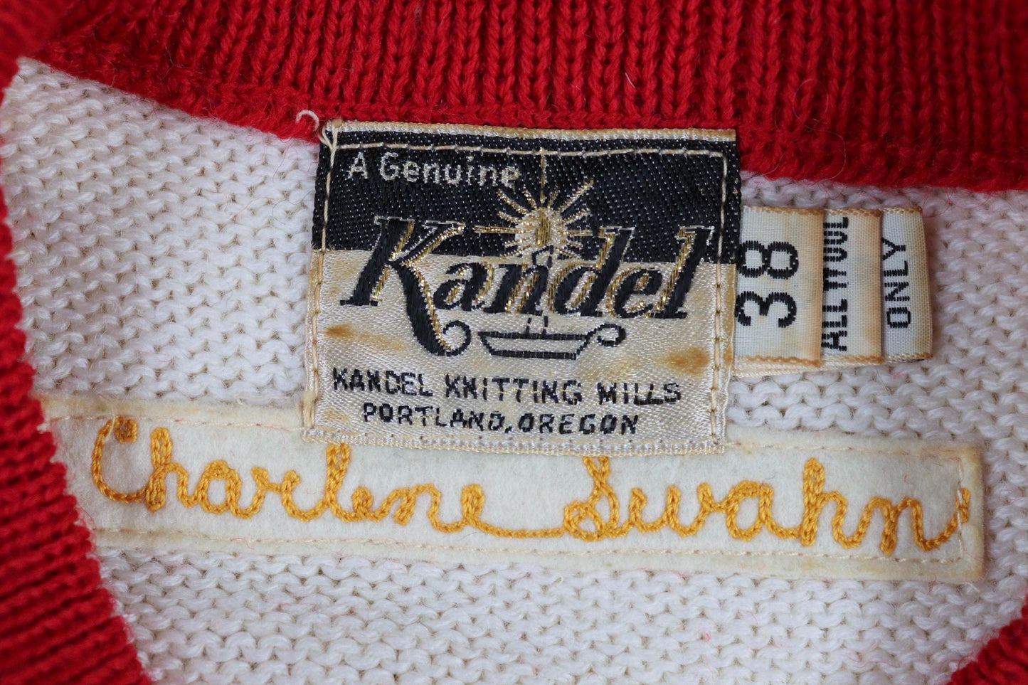 Vintage 1960s college jumper - knitted wool sweater - varsity knitwear - 38” chest