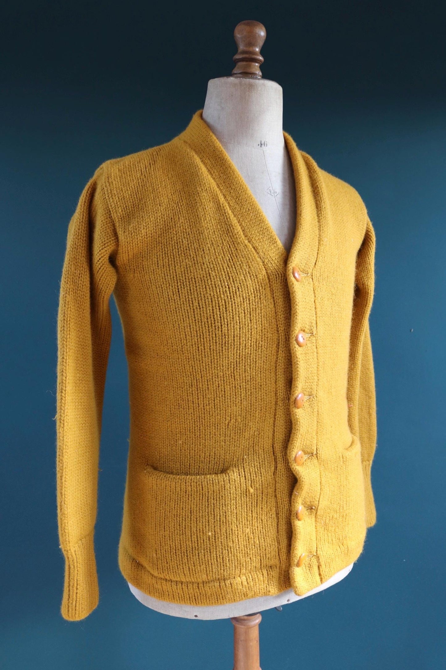 Vintage 1960s thick wool varsity sweater - knitted cardigan - Ivy League style - 38” chest