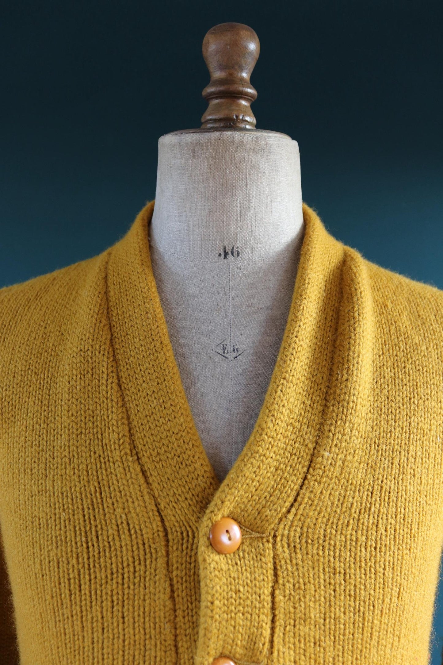 Vintage 1960s thick wool varsity sweater - knitted cardigan - Ivy League style - 38” chest