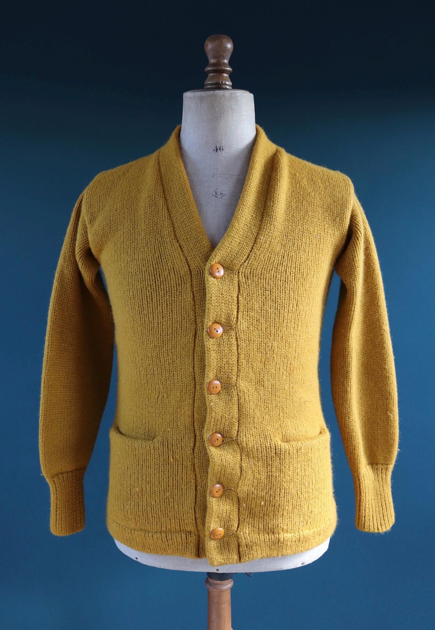 Vintage 1960s thick wool varsity sweater - knitted cardigan - Ivy League style - 38” chest