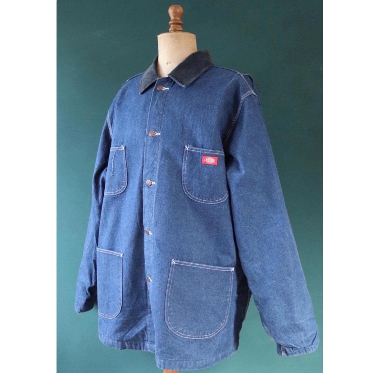 Vintage 1990s Dickies denim jacket - blue blanket lined workwear - barn chore - 59” chest