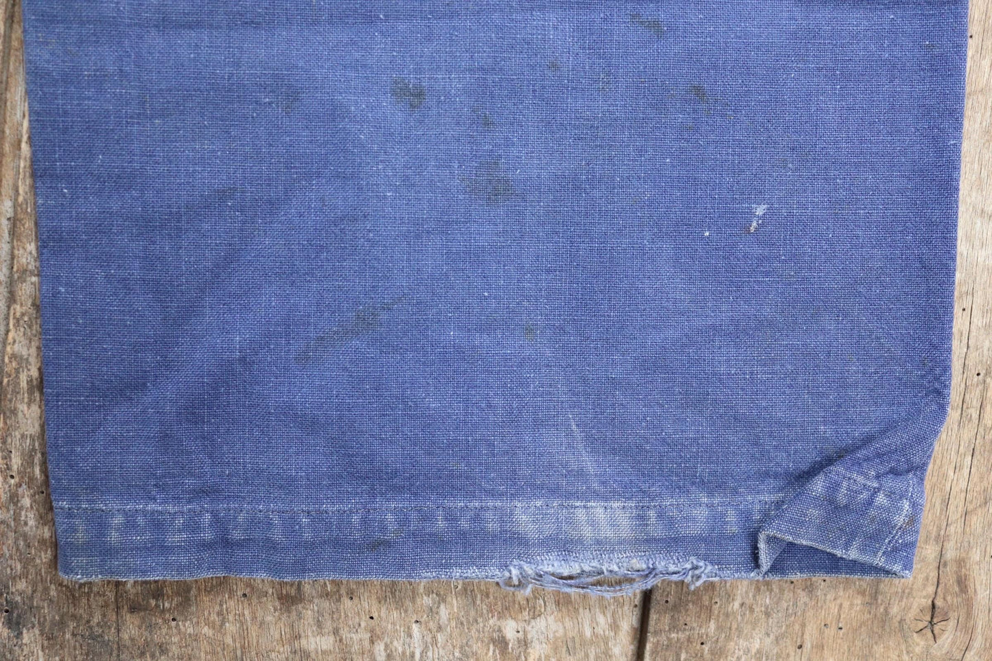 Vintage French workwear trousers - 1930s chore pants - sun faded blue cotton - 34” x 27”