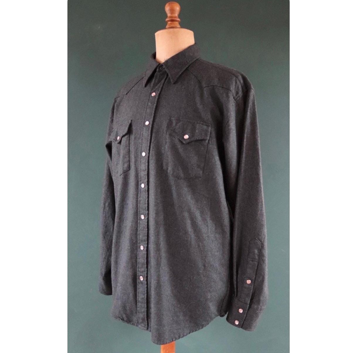 Vintage Pendleton wool shirt - plain blue teal green marl - Western cowboy - 50" chest - pearl snaps