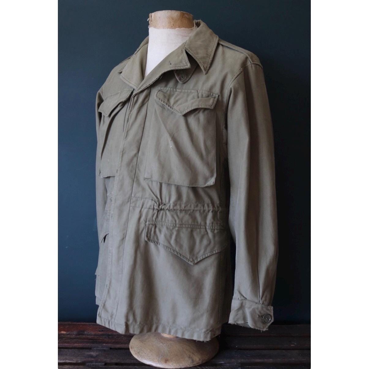 Vintage WW2 US army utility jacket, 1940s military - M43 - olive green - 41” chest