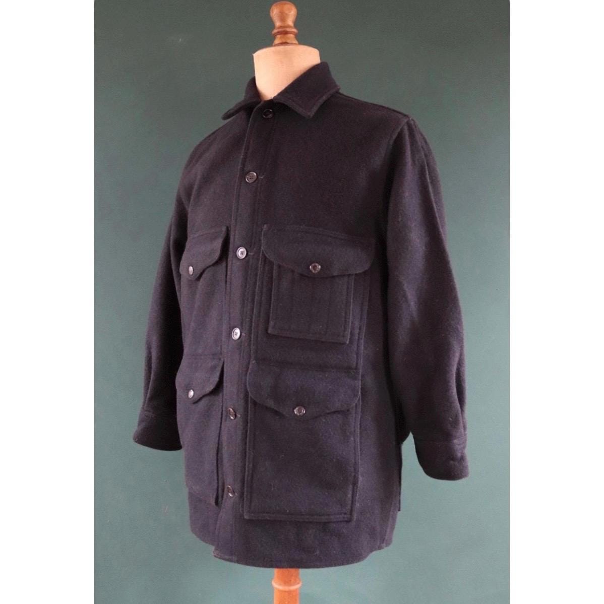 Vintage 1970s CC Filson wool workwear shirt - cruiser hunting jacket - blue CPO - 47” chest - camping