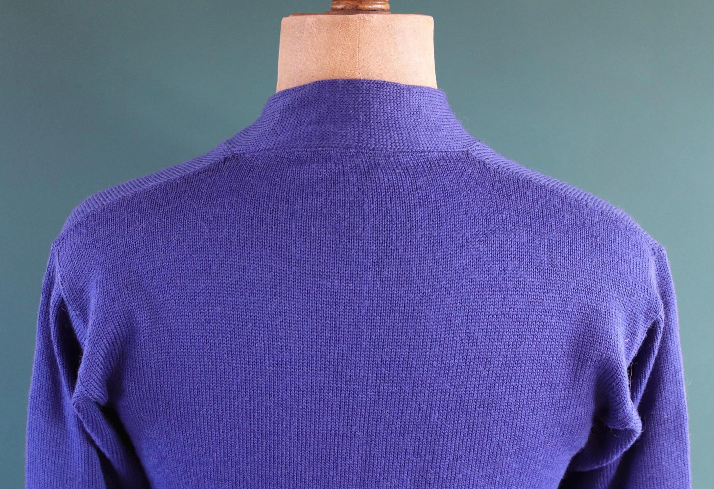 Vintage 1960s wool varsity sweater - knitted cardigan - chenille patch - 38” chest