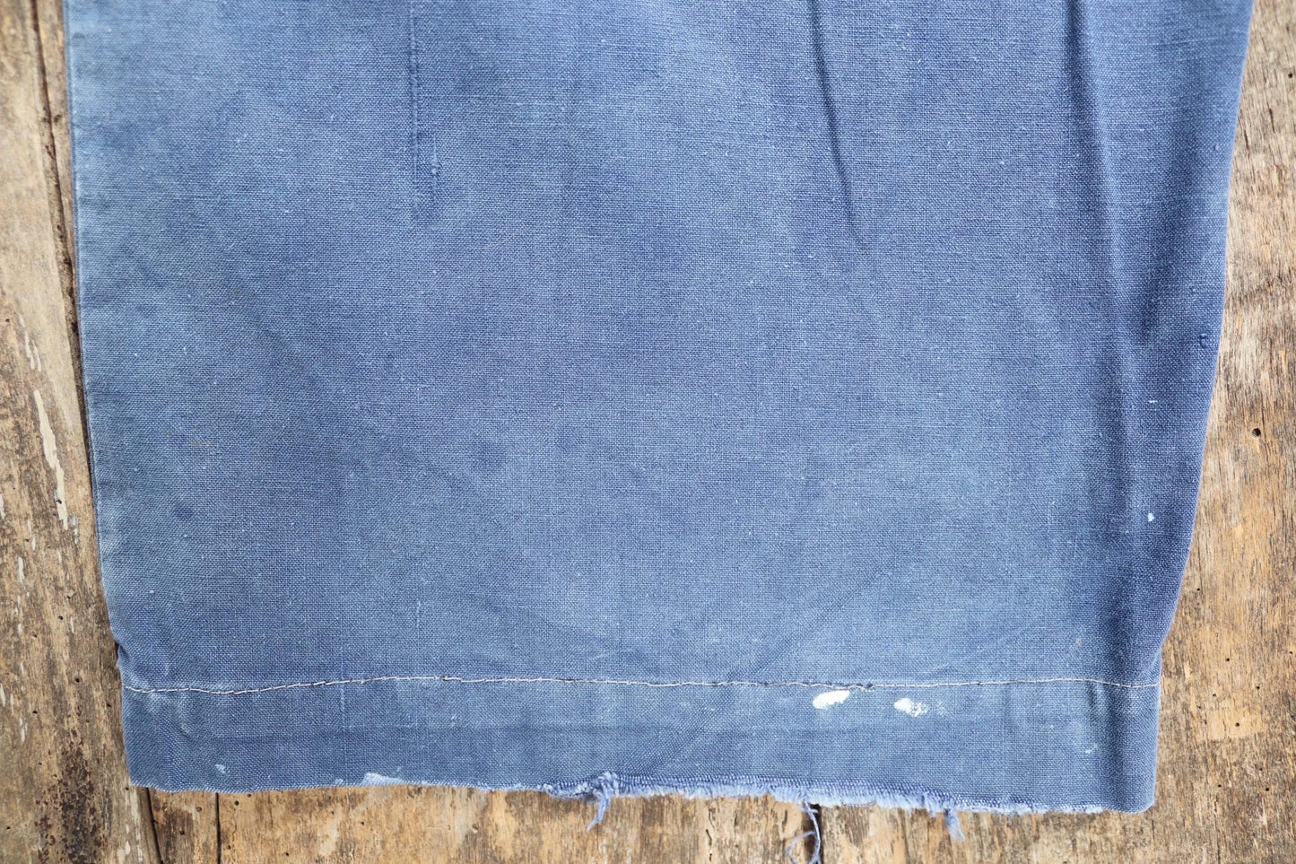 Vintage French workwear trousers - 1930s chore pants - sun faded blue cotton - 34” x 29”