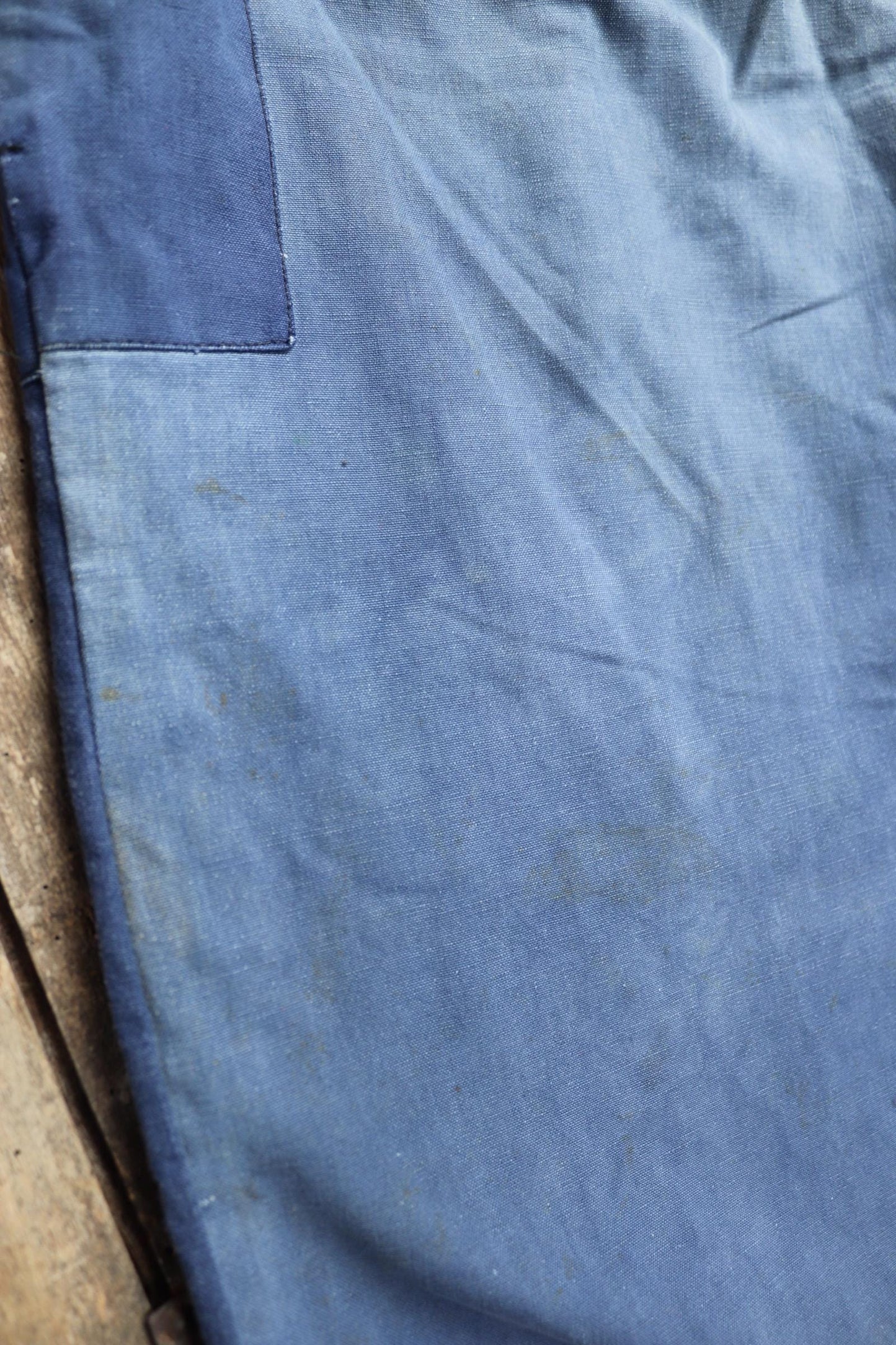 Vintage French workwear trousers - wide leg - 1930s chore pants - sun faded blue cotton - 34” x 25”