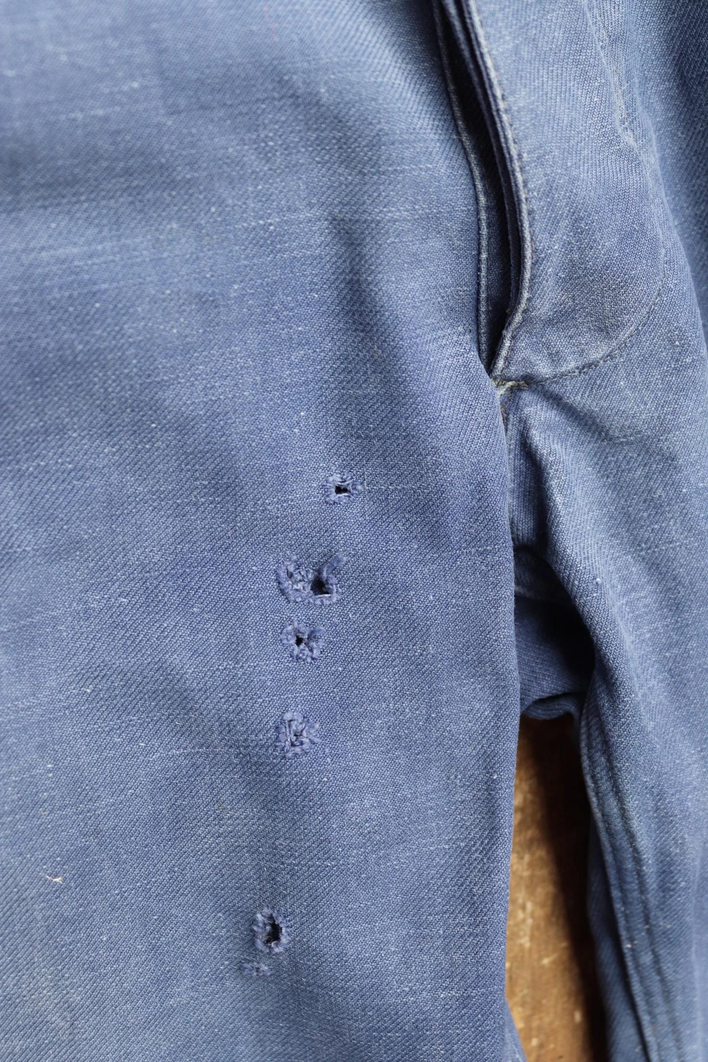 Vintage French workwear trousers - 1950s chore pants - blue cotton twill - 31” x 25”