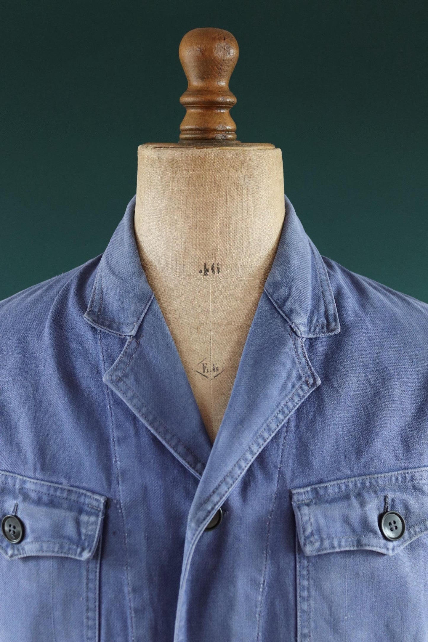 Vintage French blue cyclist jacket - 1950s workwear - cropped chore coat - faded cotton twill - 44” chest - bleu de travail