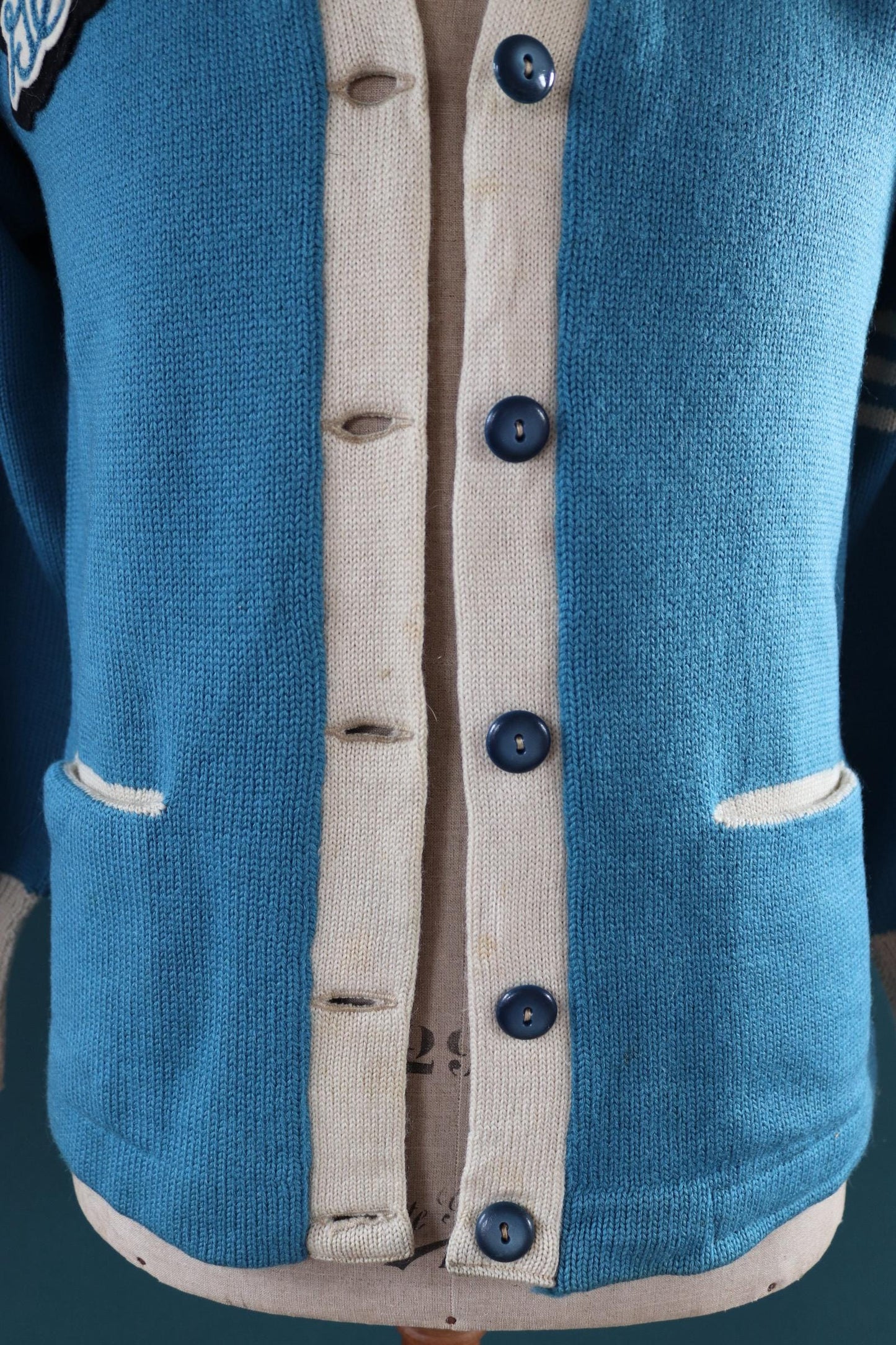 Vintage wool cardigan - varsity sweater - Ivy style - 1960s knitwear - 38” chest