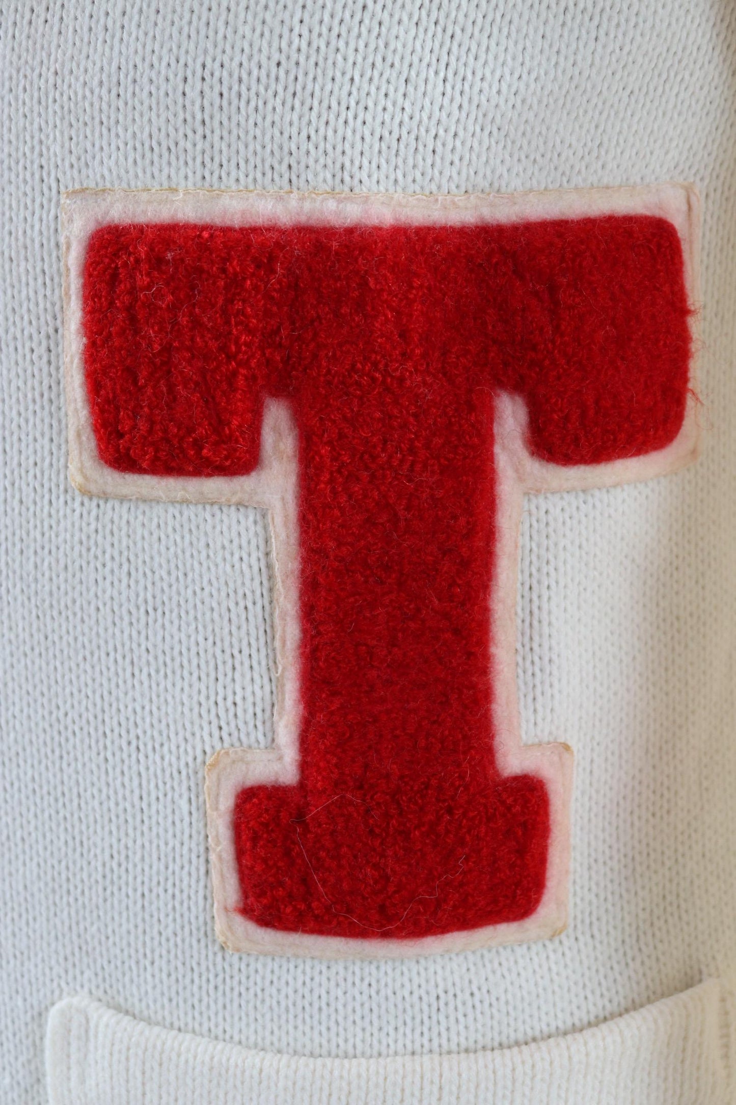 Vintage 1960s acrylic varsity sweater - Ivy League style - white cardigan - knitwear - 38” chest