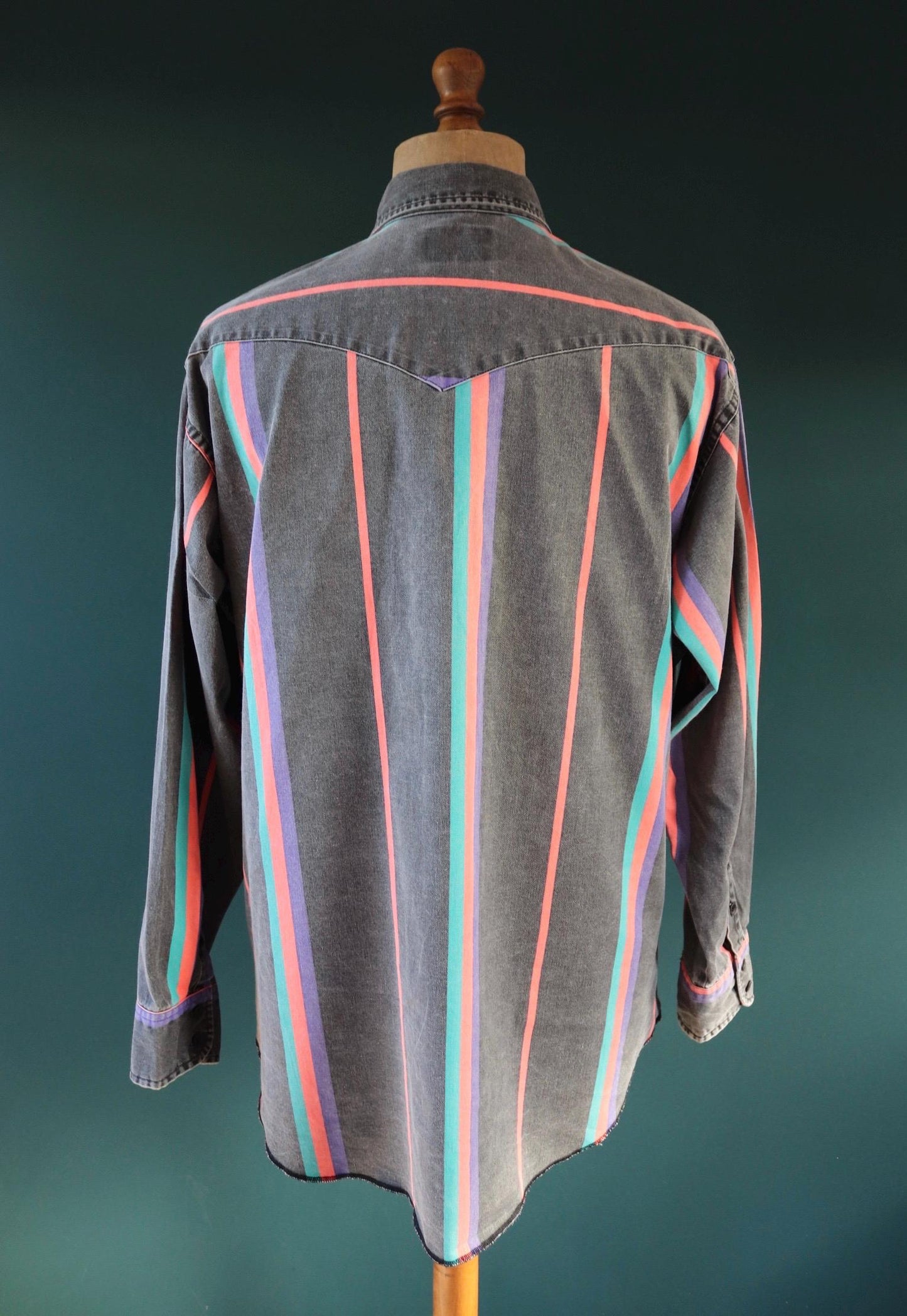 Vintage 1990s Wrangler Brushpopper shirt - faded black - Western - 52" chest