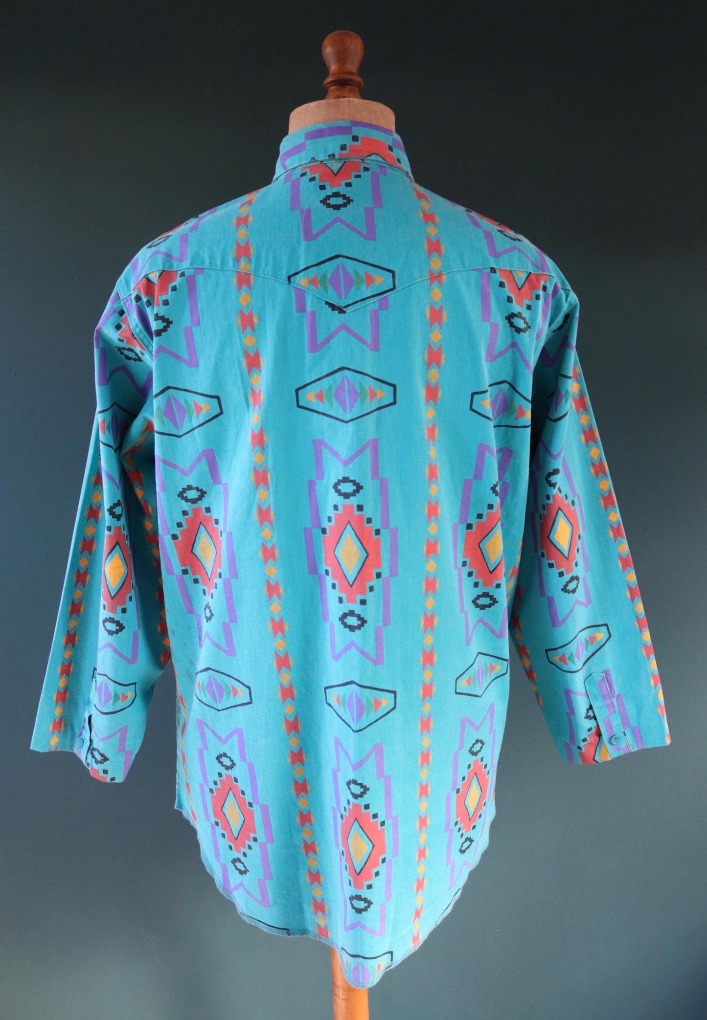 Vintage 1990s Wrangler Brushpopper shirt - Aztec print - Western - 49" chest