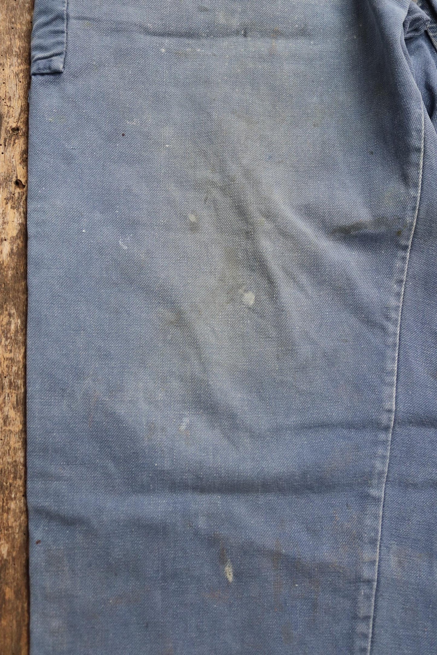 Vintage 1930s French workwear trousers - Le Mont St Michel chore pants - blue cotton twill - buckle back - 38” x 27”