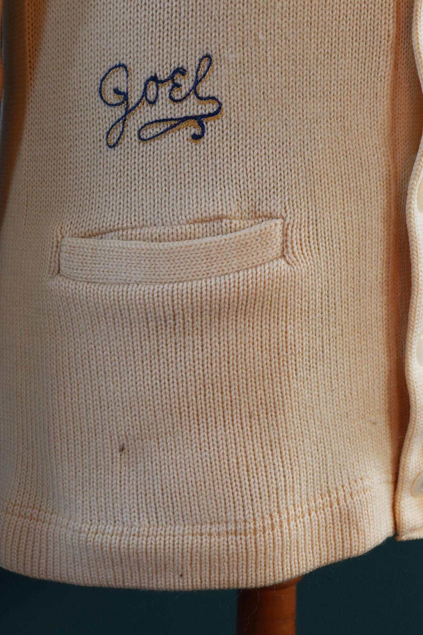 Vintage 1960s wool cardigan - varsity sweater - chenille patch - 38” chest