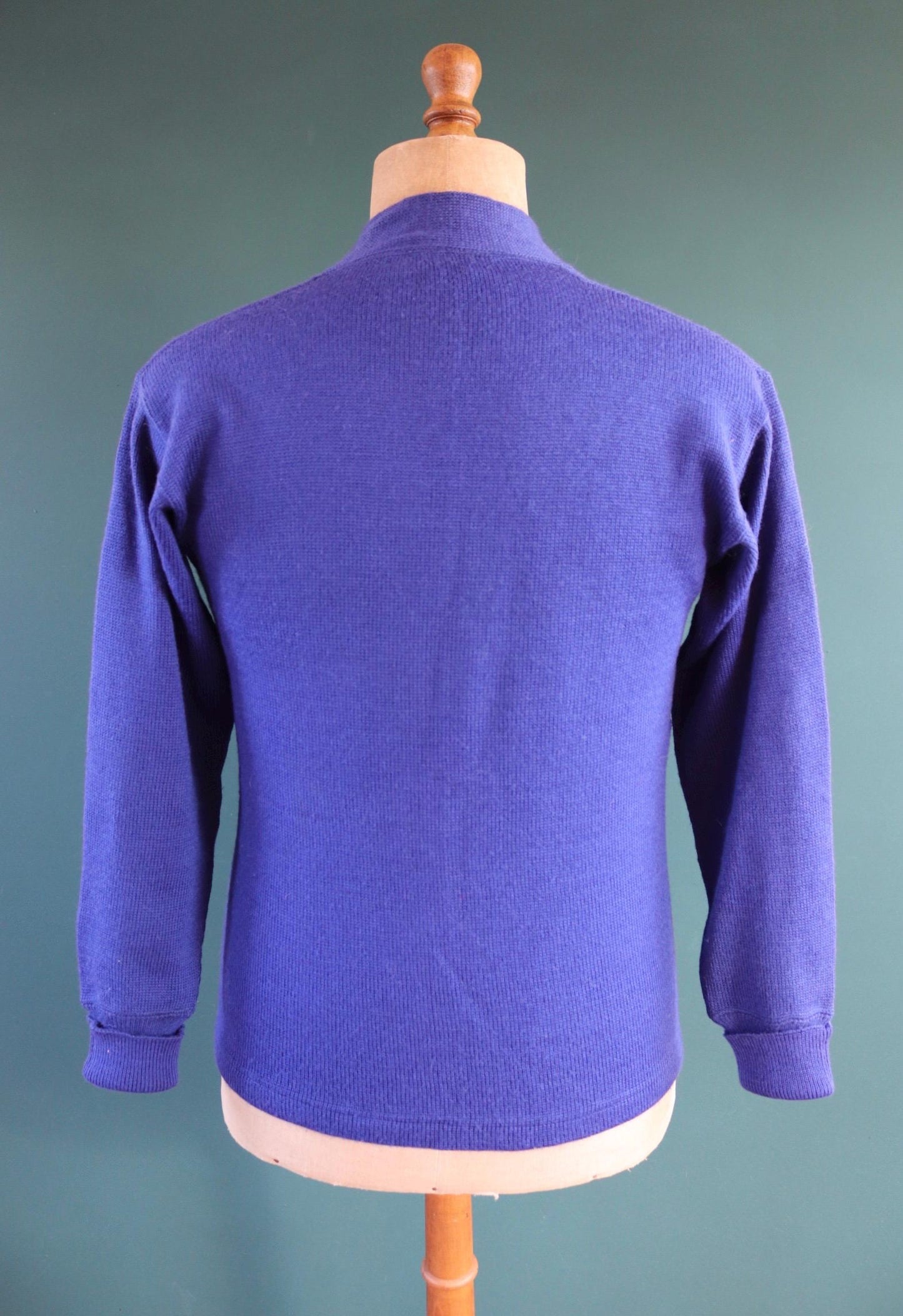 Vintage 1960s wool varsity sweater - knitted cardigan - chenille patch - 38” chest