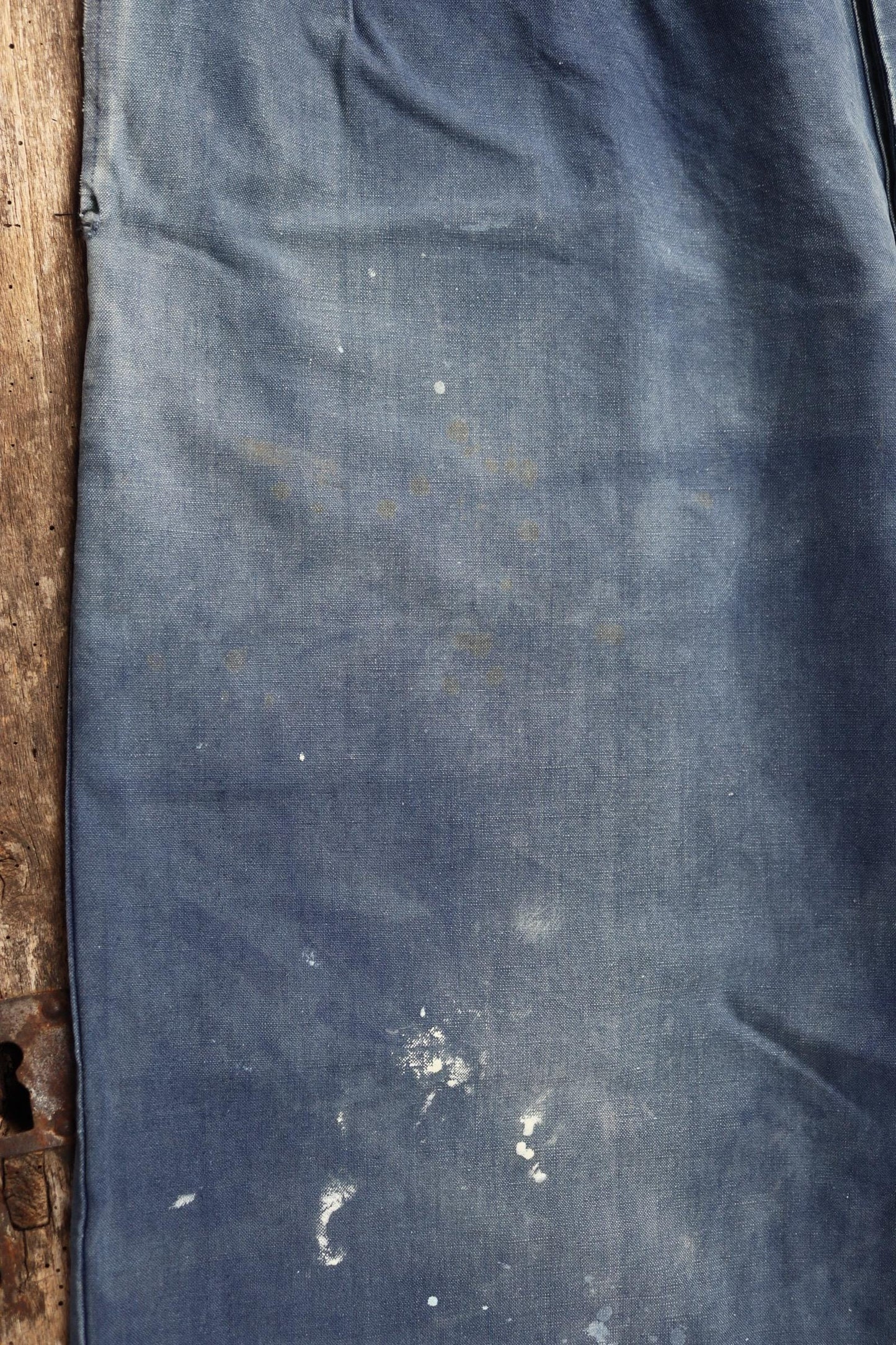 Vintage French workwear trousers - 1930s chore pants - sun faded blue cotton - 34” x 29”