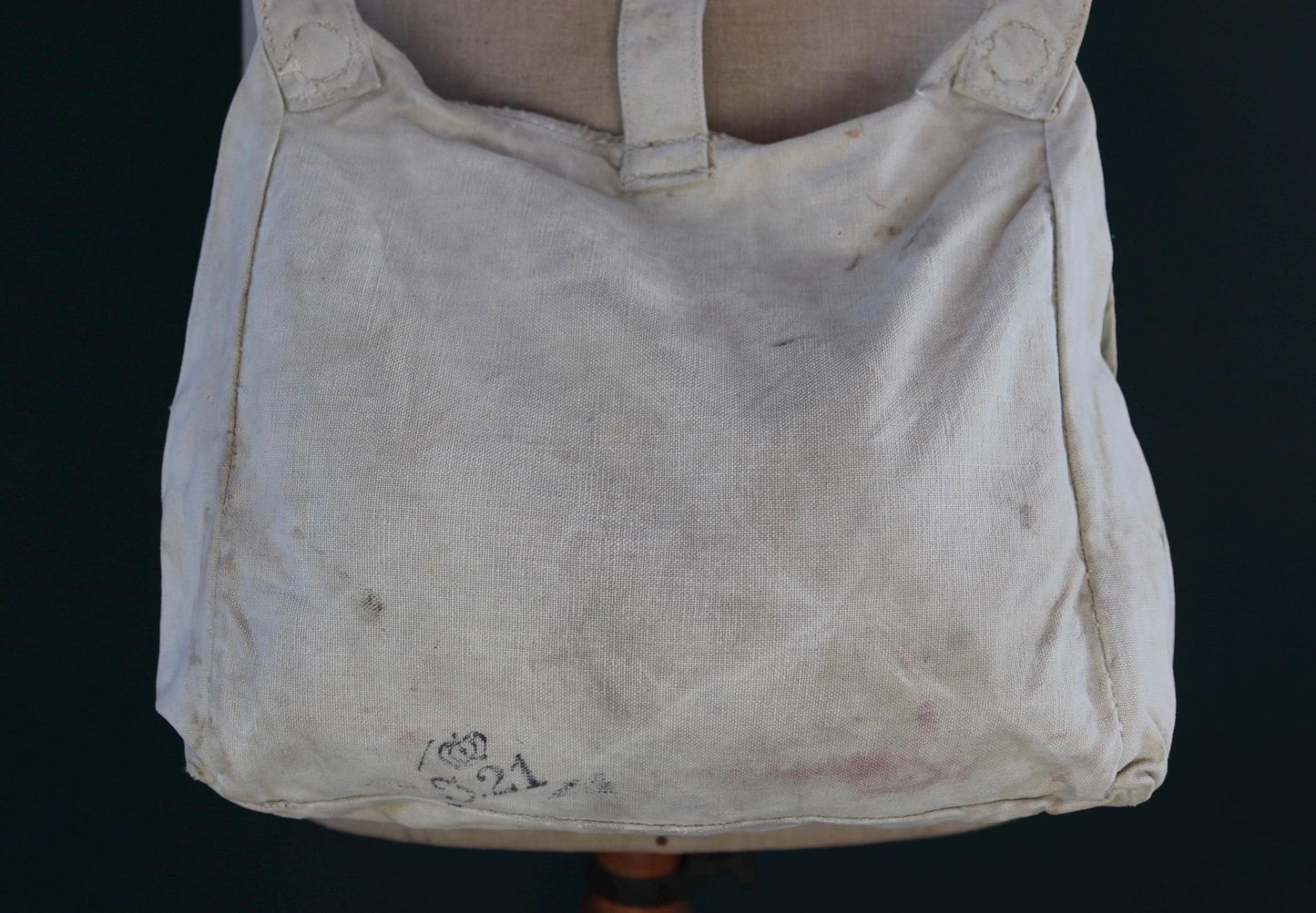 Antique WW1 military bag - Swedish army musette - cotton cross body bread bag - mattornist