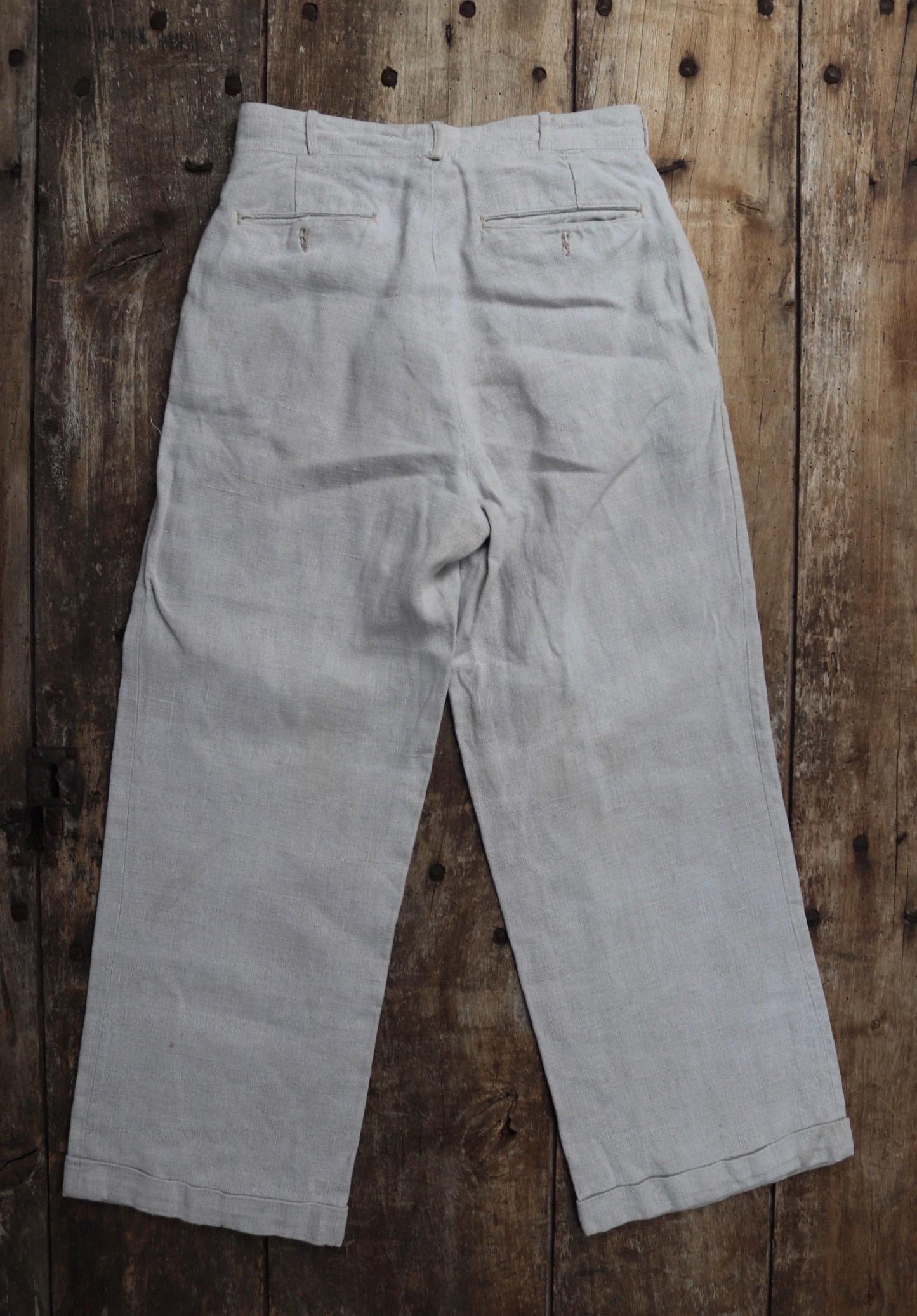 Vintage French linen trousers - 1920s wide leg pants - riviera style - 25” x 25”