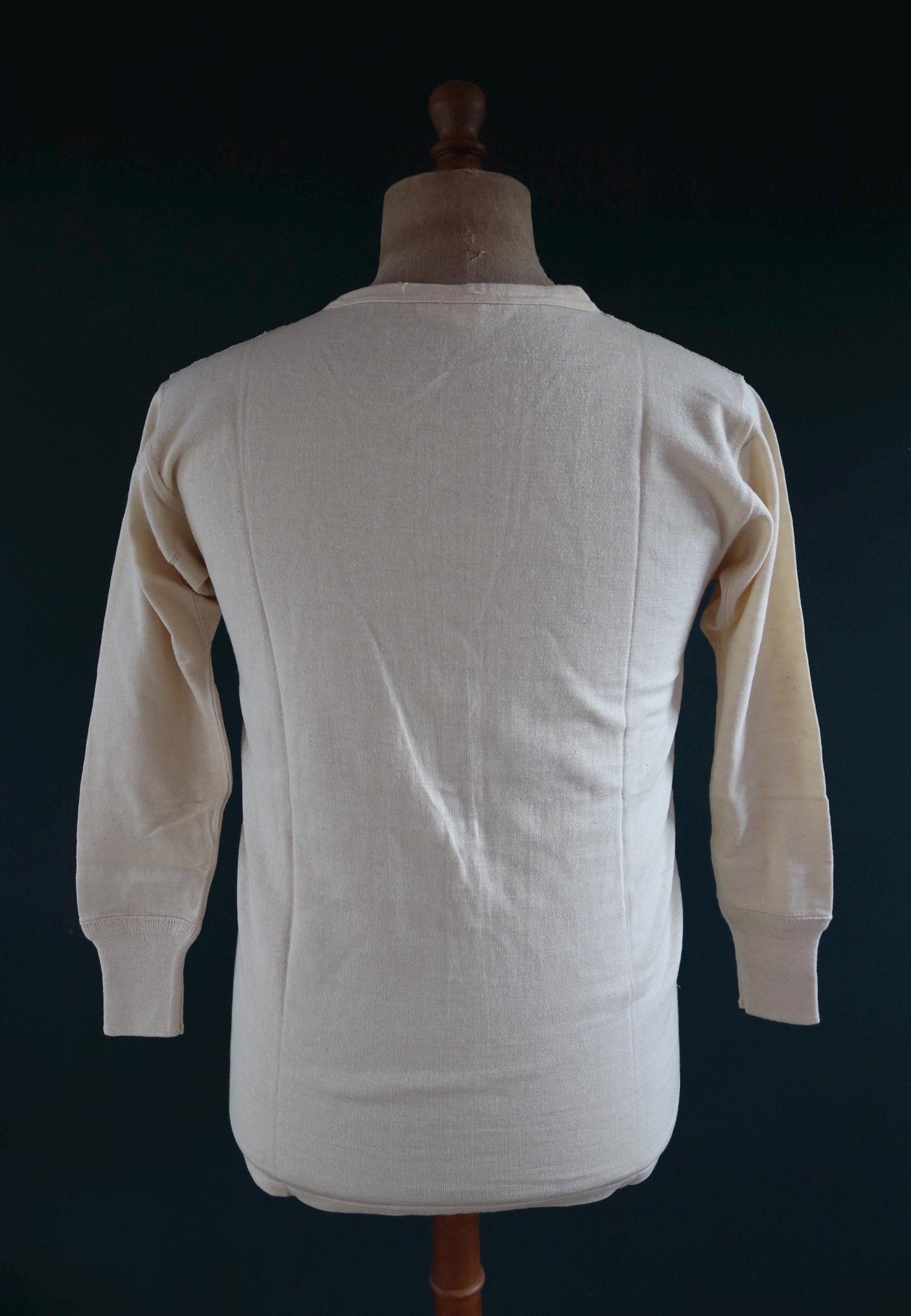 Vintage 1940s 50s French wool undershirt - Henley shirt - thermal base layer - 38" chest