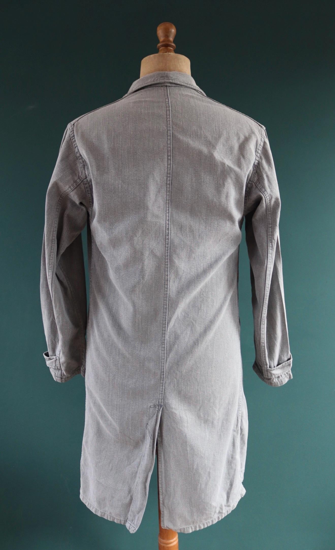 Vintage 1950s French workwear jacket - 1960s overalls - grey duster chore coat - 40” chest