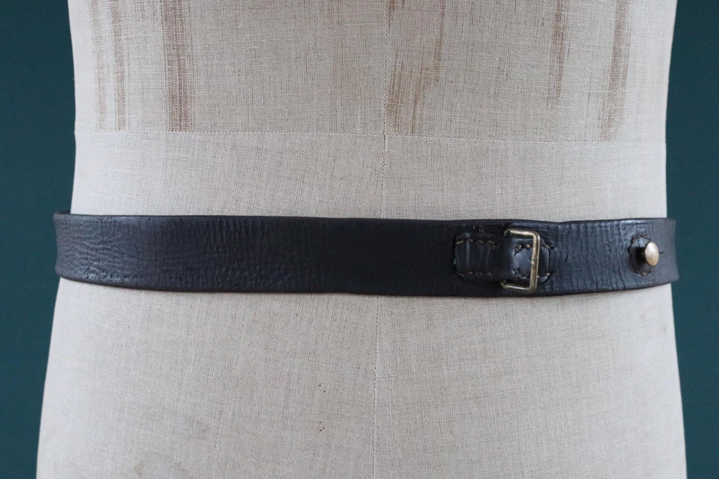 Vintage 1930s Swedish military leather belt - 1940s brown hand stitched belt - 30" 32” 34” 35"