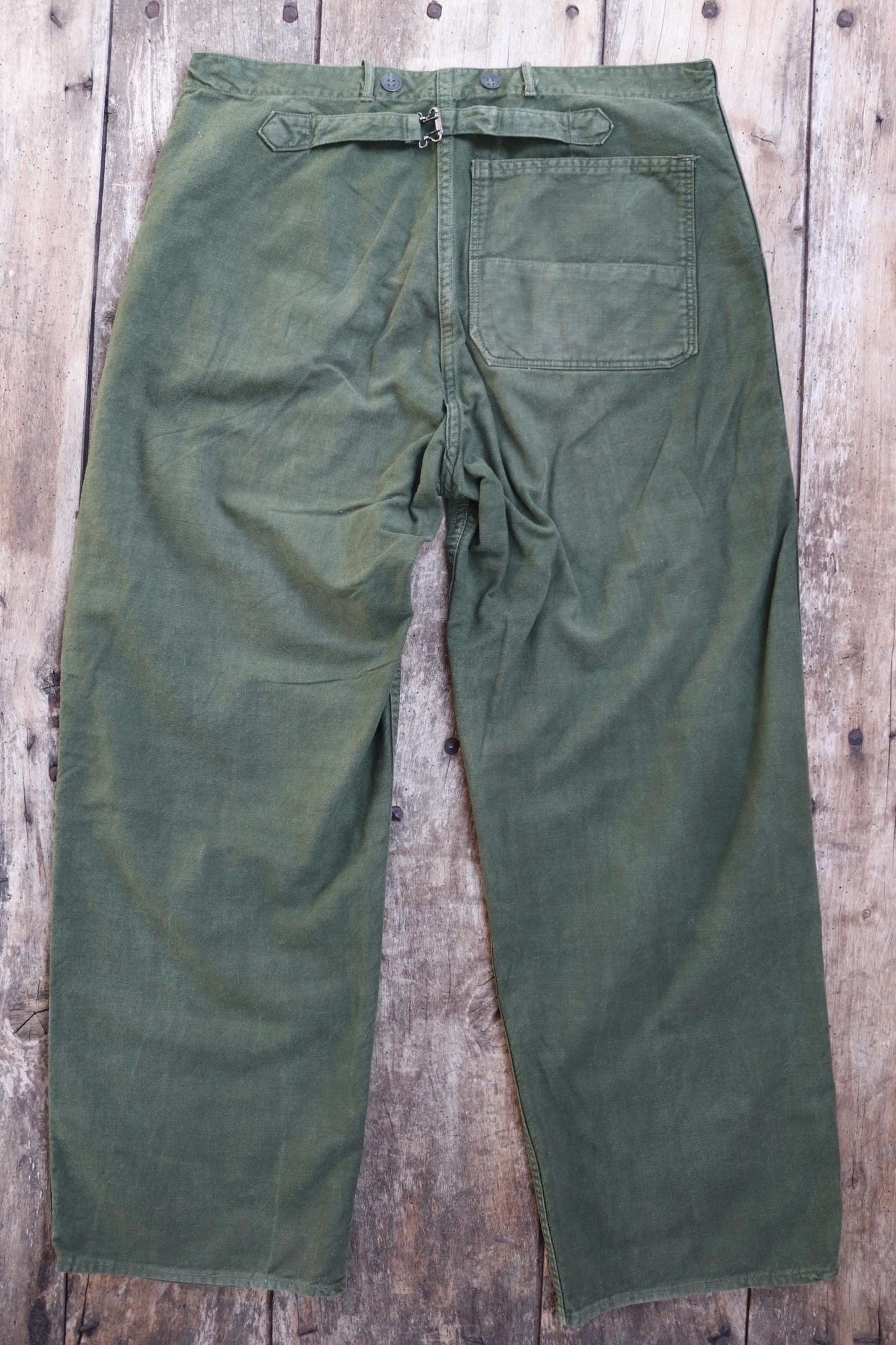 Vintage 1940s Swedish workwear trousers - WW2 utility chore pants - buckle back - 35” x 31”