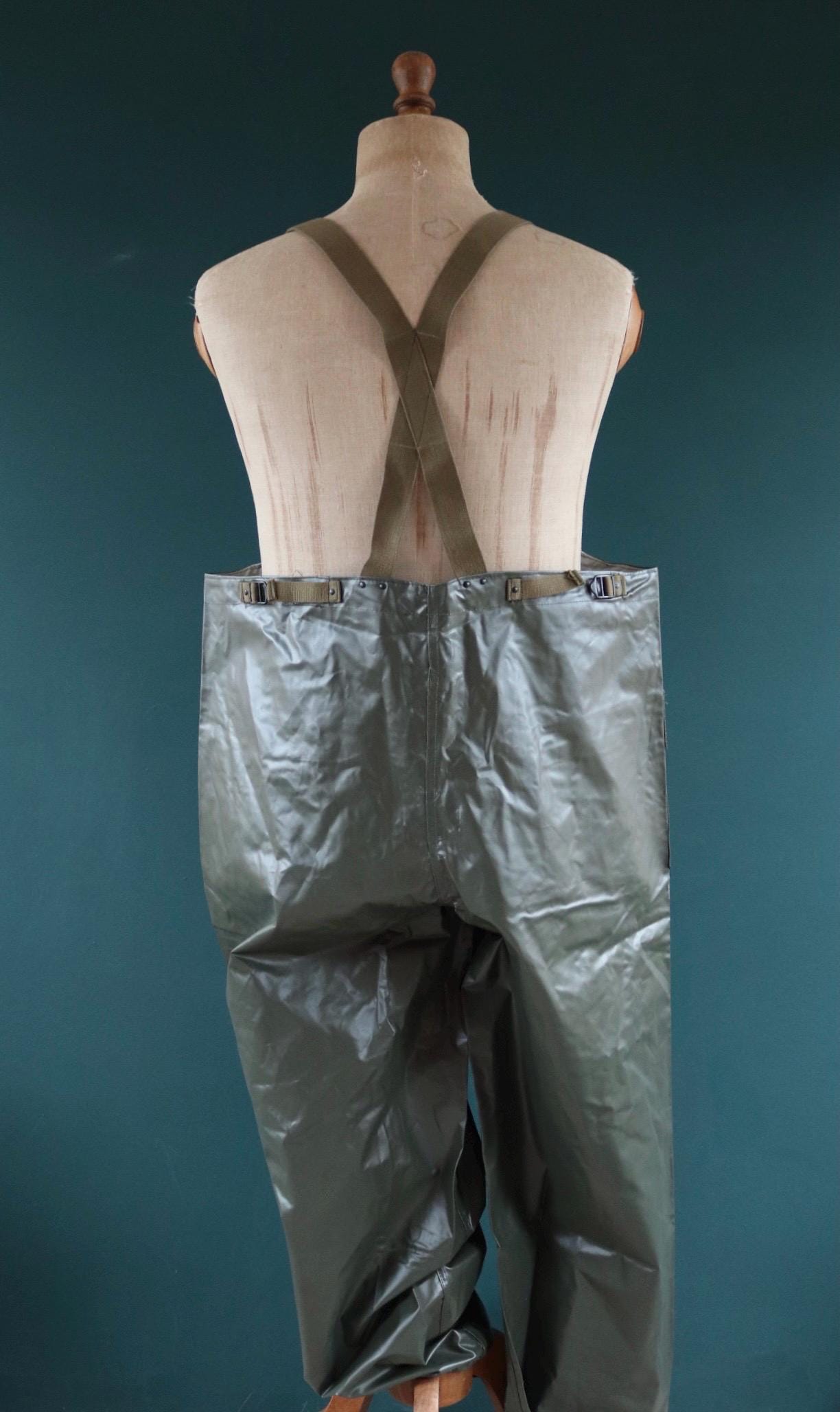 Vintage 1980s Italian Navy waterproofs - deck overalls - foul weather gear - 47" x 28”