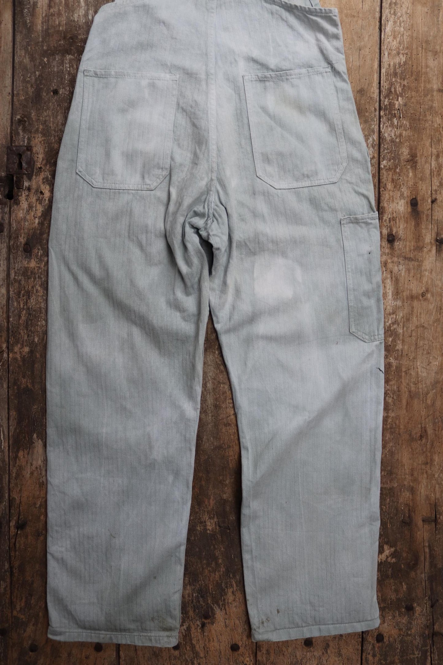 Vintage 1960s French workwear overalls - HBT cotton twill dungarees - 32” x 29”