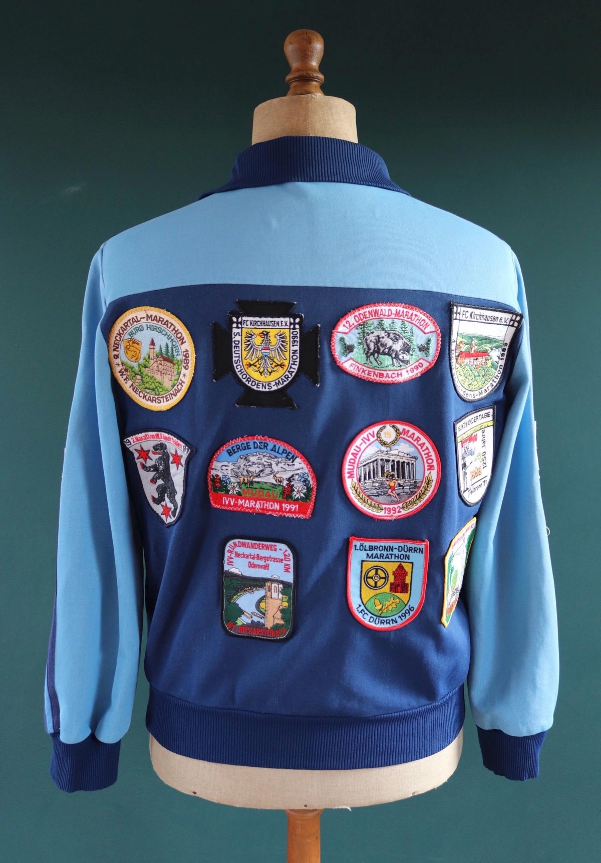 Vintage 1980s Adidas track top - 1970s sportswear - souvenir patches - 43” chest