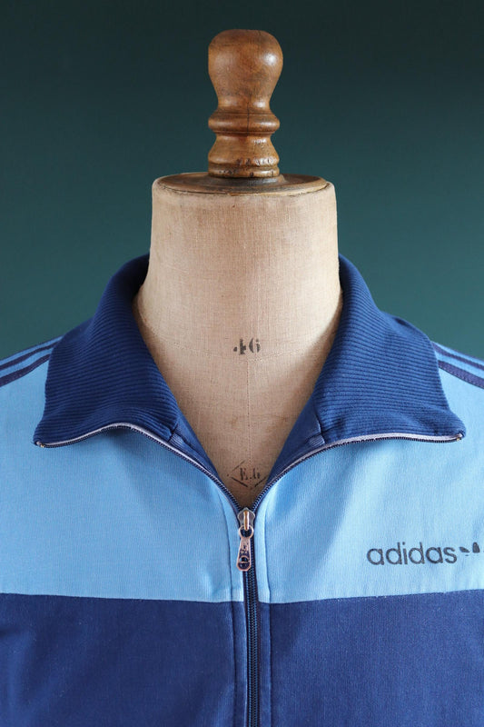 Vintage 1980s Adidas track top - 1970s sportswear - souvenir patches - 43” chest