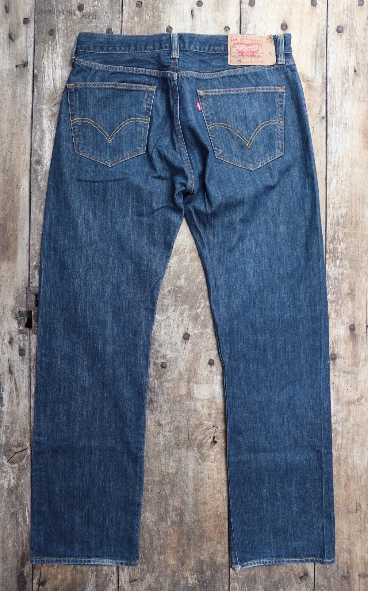 Vintage Levis 501 jeans - blue denim workwear - 35" x 34"