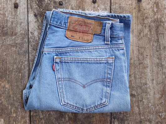 Vintage 1990s Levis 501 denim jeans - made in USA - small e red tab - 32” x 31”