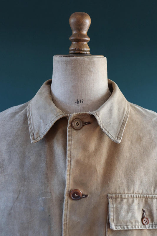 Vintage 1940s French canvas workwear jacket - chore coat - 49” chest