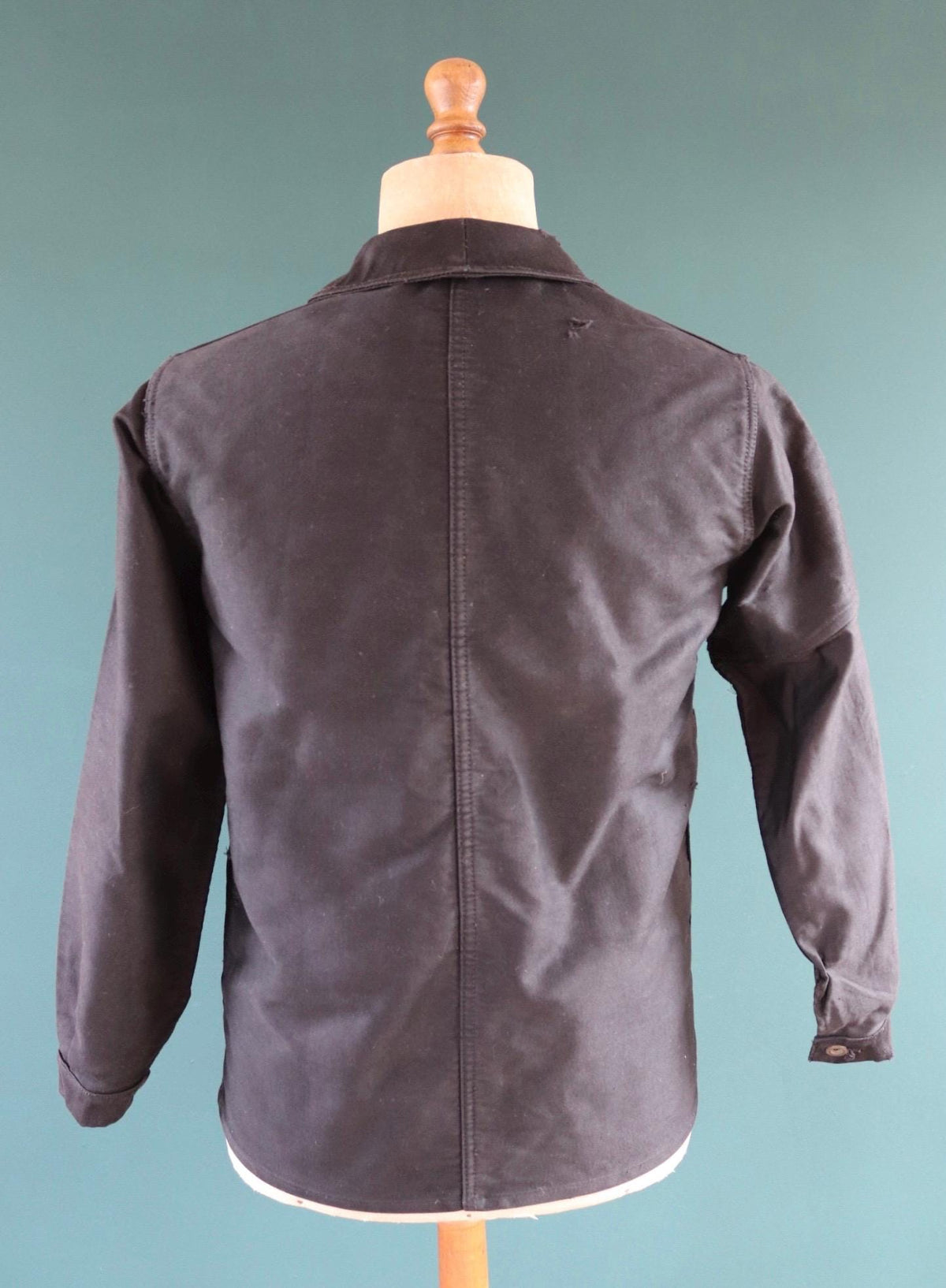 Vintage French black moleskin workwear jacket - 1940s chore coat - 41” chest