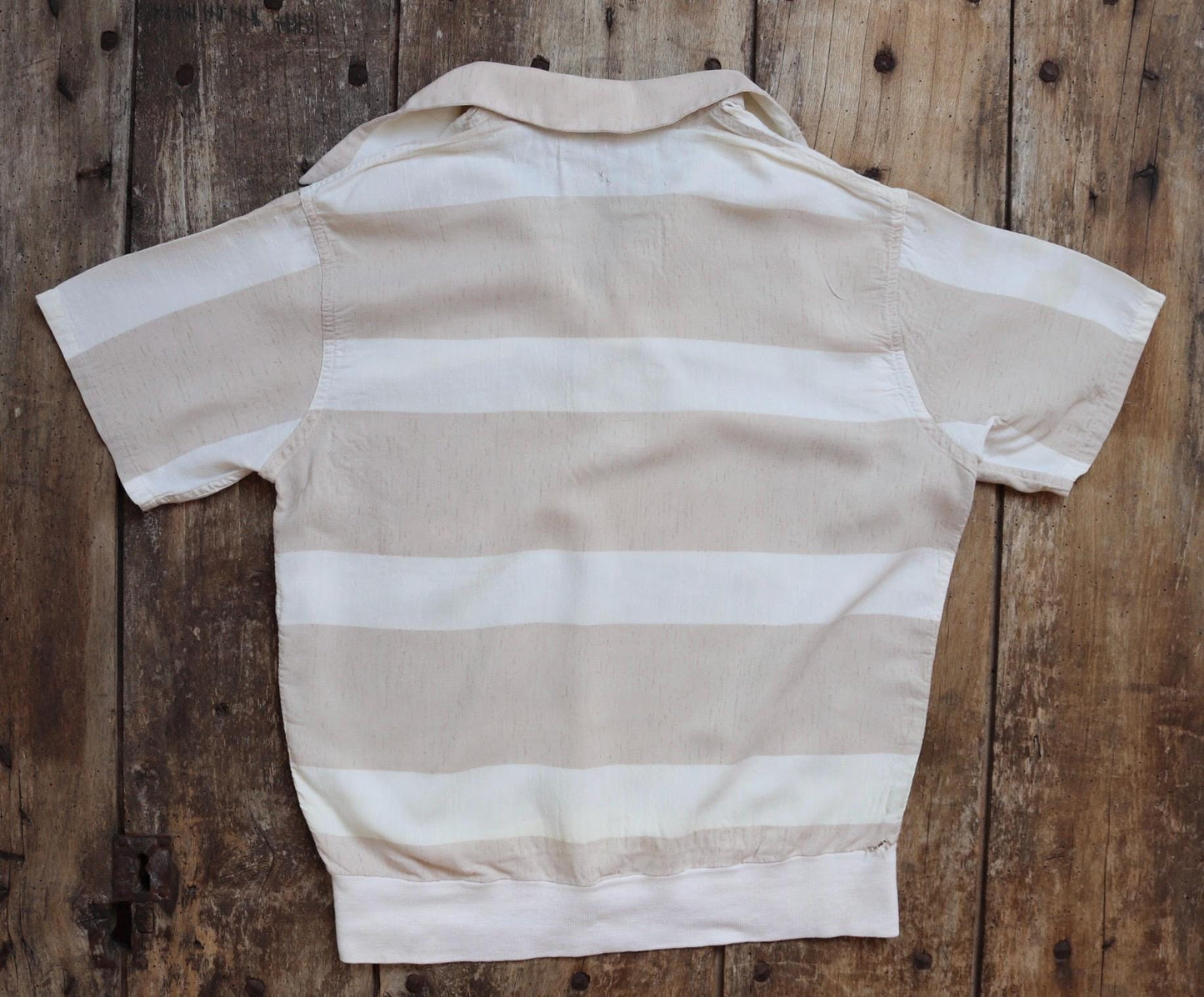 Vintage 1950s gaucho shirt - striped summer top - 38” chest