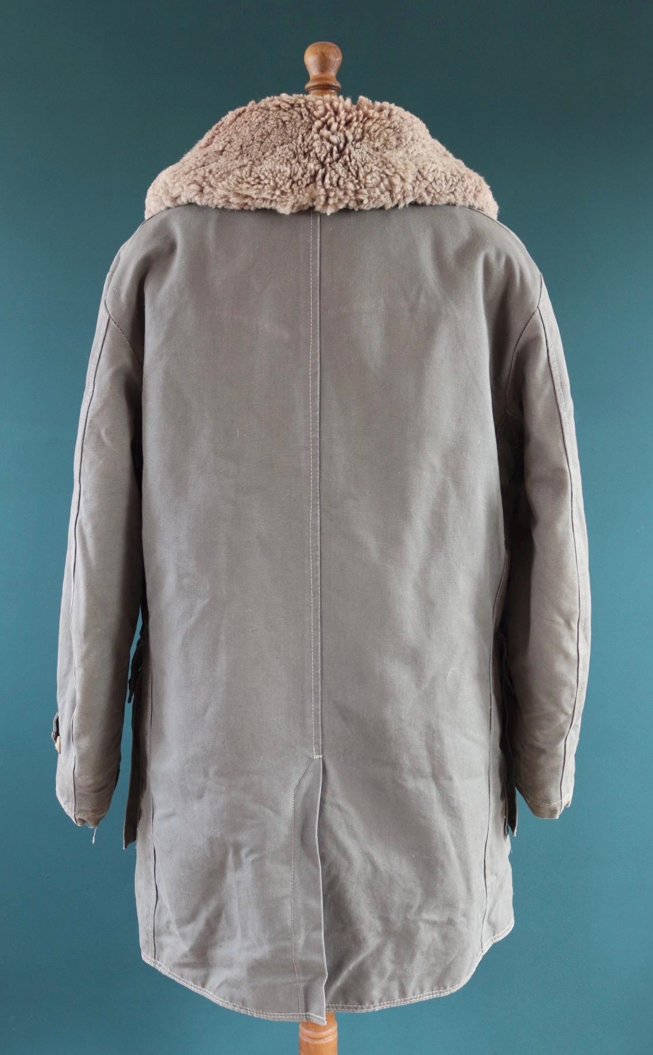 Vintage 1950s Swedish Livpäls sheepskin coat - military greatcoat - 48” chest