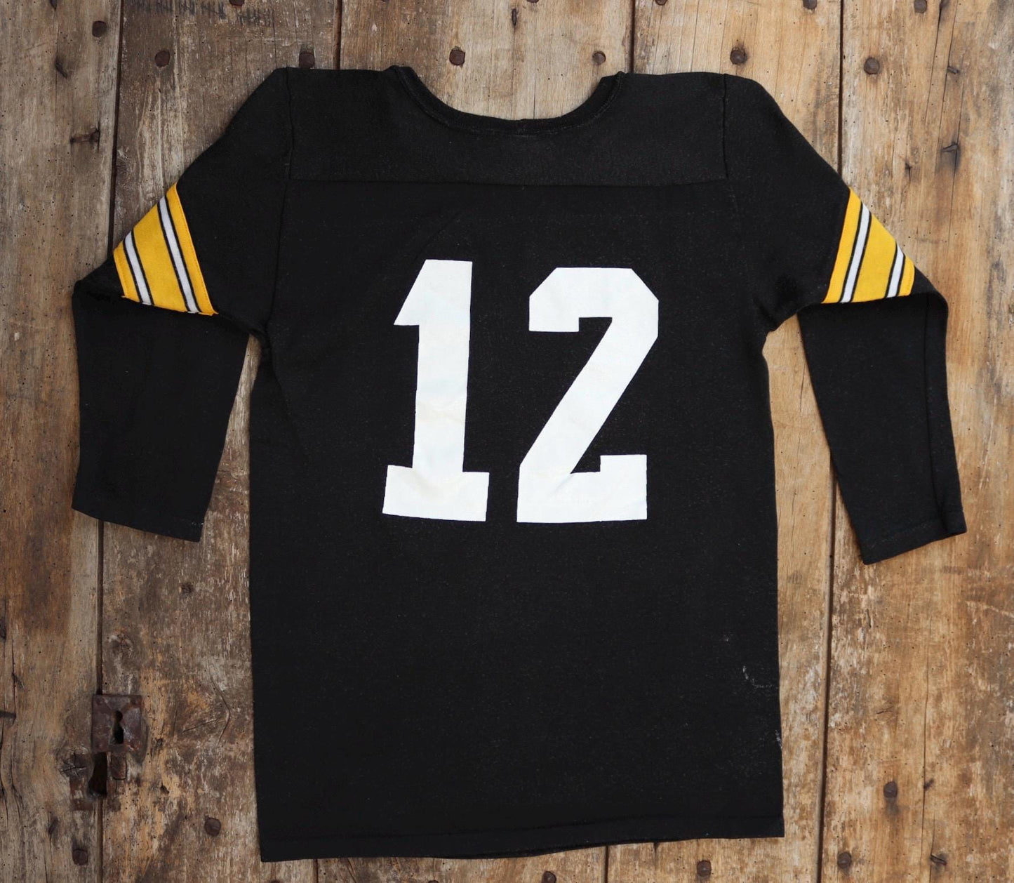 Vintage 1980s Steelers durene shirt - American football - black yellow nylon top - NFL sportswear - 34” chest